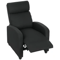 HOMCOM Relaxsessel, verstellbar 135°, ausziehbare Fußstütze, gepolsterte Lehnen, Leinen-Polyester, Schwarz(m-11)