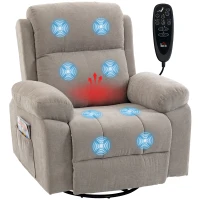 HOMCOM Relaxsessel Fernsehsessel 360° Drehbarer Massagesessel mit Wärme, Massage, Chenille-Optik, Beige(m-12)