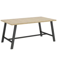 Outsunny Outdoor-Couchtisch, rechteckiger Metall-Beistelltisch mit Tischplatte in Holzoptik, 100 x 55 cm, Braun(m-1)