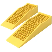 HOMCOM Set de 2 Rampe de Încărcare din Plastic pentru Mașini, cu Capacitate de 3 Tone și Suprafață Antiderapantă, Galben(m-12)
