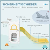 AIYAPLAY Kinderrutsche, 5 in 1, Kleinkinderrutsche mit Basketballkorb, Teleskop Klettergerüst Gelb 70 x 177 x 92 cm(m-5)