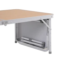 Outsunny Campingtisch höhenverstellbar Klapptisch mit Seittischplatte Klappbar Aluminium 120 x 60cm Naturholz(m-8)