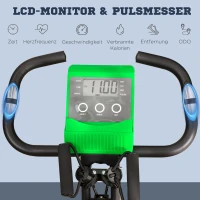 HOMCOM 2-in-1 Klappbarer Heimtrainer, 8 Stufen einstellbarer Magnetwiderstand, Fitnessrad mit Herzfrequenzsensor, Armstrecker, LCD-Bildschirm, 2,5 kg Schwungrad, grün(m-4)