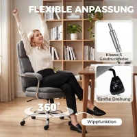 HOMCOM Home Office Bürostuhl, höhenverstellbarer 360° drehbarer Schreibtischstuhl für das Homeoffice, Grau(m-6)