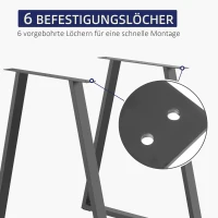 HOMCOM Trapezförmige Tischbeine im 2er-Set, Metall, vorgebohrt, mit Schrauben, Schwarz(m-4)
