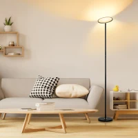 HOMCOM Lámpara de Pie Inteligente WiFi Lámpara Moderna con LED Regulable RGB 25W para Salón Ø25x168 cm Negro(m-2)