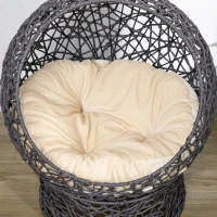PawHut Panier chat lit surélevé chat cosy niche grotte 50 x 50 x 60 cm coussin moelleux crème inclus, corde en polyester violet(m-7)