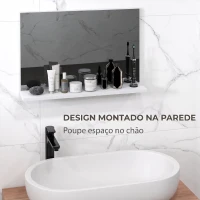 Kleankin Espelho de Casa de Banho de Parede com Prateleira Aberta Estilo Moderno para Hall e Corredor 60x12x40 cm Branco(m-4)