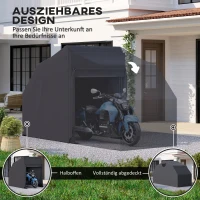 Outsunny Motorrad Abdeckplane Faltbar Outdoor Motorradabdeckung Wasserdicht Winterfest XXL 345cmx135cmx191cm Schwarz(m-7)