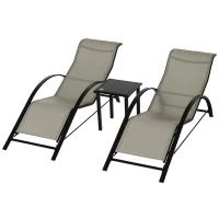 Outsunny Set 2 sezlonguri si masuta, 59x169x66 cm, negru(m-11)