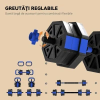 SPORTNOW Set Greutăți Fitness 6 în 1 Multifuncțional, 20 kg din Plastic și Nisip, 125x18x18 cm, Albastru(m-5)