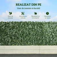 Outsunny Rola de Gard Viu Artificial pentru Balcon și Grădină din PE cu Frunze de Iederă, 300x100 cm, Verde Închis(m-4)