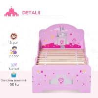 Homcom Pat Copii Roz – 143×73×60 cm, Lemn, pentru Varste 3-6 Ani(m-15)