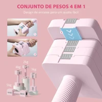 SPORTNOW Halteres Ajustáveis 5 kg Conjunto de Halteres com Pega Antiderrapante Conjunto de Halteres para Treino Rosa(m-4)