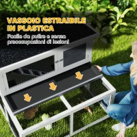 PawHut Conigliera a 2 Livelli con Vassoio Estraibile in Legno di Abete e Acciaio, 122x95x93.5 cm, Multicolore(m-4)