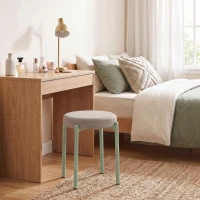 HOMCOM Set de 4 taburete empilabile rotunde cu șezut căptușit, fără spătar, economisitor de spațiu, 45 x 45 x 47,5 cm, Maro deschis(m-5)