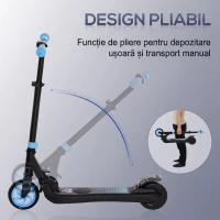 HOMCOM Trotinetă Electrică Pliabilă pentru Copii 6+ Ani cu Înălțime Reglabilă, 71x36.5x75-80 cm, Negru și Albastru(m-6)