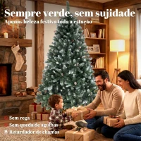 HOMCOM Árvore de Natal Artificial 180 cm Árvore de Natal com 910 Ramos com Efeito Neve 58 Pinhas Verde(m-4)