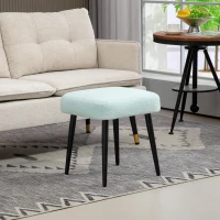 HOMCOM Hocker, Fußstütze, gepolsterter Sitz, Kaschmir-Optik, Stahlbeine, 42 x 42 x 44 cm, Hellblau(m-10)