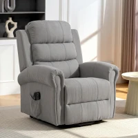 HOMCOM Fotoliu Power-Lift relax cu masaj prin vibrații și funcție de încălzire, fotoliu cu ridicare, port USB, buzunare laterale și telecomandă, Gri deschis(m-6)