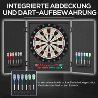 HOMCOM Elektronische Dart-set mit Tür Dartboard Dartscheibe mit automatischer Wertung Soundeffekte 12 Darts 27 Spiele und 202 Trefferoptionen für 8 Spieler 57 x 51 x 6,5 cm(m-5)