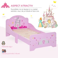 Homcom Pat Copii Roz – 143×73×60 cm, Lemn, pentru Varste 3-6 Ani(m-10)