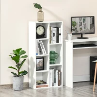 HOMCOM Bibliotecă modernă cu design cubic, cu 7 rafturi din PAL, 50x24x106 cm, albă(m-2)
