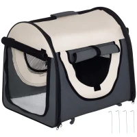 PawHut Hundebox faltbare Hundetransportbox Haustierrucksack mit Kissen Reisetasche Transportbox für Tier wasserdicht Oxfordstoff Dunkelgrau 46 x 36 x 41 cm(m-12)