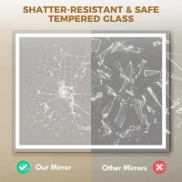 HOMCOM Miroir salle de bain LED bluetooth 90 x 70 cm interrupteur tactile lumière réglable 3 couleurs anti-buée mémoire argent(m-8)