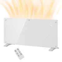 HOMCOM Radiator Electric cu Convecție 2000W, Temperatură Reglabilă cu Telecomandă și Timer, 87x21.5x44.5 cm, Alb(m-12)
