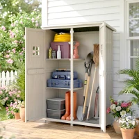 Outsunny Gartenschrank Holz Geräteschuppen Gerätehaus Geräteschrank Pultdach Garten Grau 127,5x50x164cm(m-8)