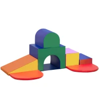 HOMCOM Set de Joacă pentru Copii 12-36 Luni cu 7 Blocuri Multicolor din PU și EPE, 170x130x40 cm(m-14)