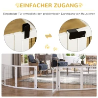 PawHut Absperrgitter für Hunde, klappbar, 432 x 36 x 70 cm, Kiefernholz, Weiß(m-8)