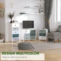 HOMCOM Comodă cu 5 Sertare Colorate, Înaltă și Economisitoare de Spațiu, Multicoloră, Albastră(m-4)