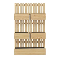 Outsunny Floreira de Parede em Madeira com Treliça e 5 Vasos Ajustáveis para Jardim Terraço Pátio 60x16x100 cm Madeira(m-9)