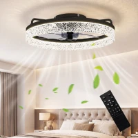 HOMCOM Deckenventilator mit Licht, dimmbarer LED-Deckenventilator mit Fernbedienung für Schlafzimmer und Wohnzimmer, Schwarz(m-2)