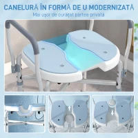 HOMCOM Scaun pentru duș cu șezut canelat și mânere, înălțime reglabilă și picioare anti-alunecare, albastru(m-4)
