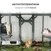 PawHut Katzengehege Outdoor begehbar Holz Katzenhaus mit 4 Plattformen wasserabweisend Oxford-Dach 2-3 Katze bis 8 kg(m-4)