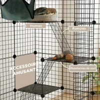 PawHut Cage pour chat d'intérieur parc pour chat en acier à 4 niveaux DIY avec 5 portes hamac 1-3 chats 105 x 70 x 140 cm noir(m-7)