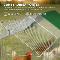 PawHut Cușcă pentru Iepuri și Găini de Exterior și Interior cu Protecție Solară și Grilaj Metalic, pentru Animale Mici, Rațe, Găini, 180x75x75 cm, Verde(m-7)