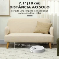 HOMCOM Sofá de 2 Lugares 140 cm em Veludo com Pés de Madeira de Seringueira para Sala de Estar Branco(m-6)