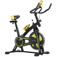 SPORTNOW Heimtrainer, leise, anpassbarer Widerstand, Pulssensor, Monitor, Gelb(m-1)