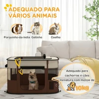 PawHut Parque Dobrável Portátil para Cães e Gatos, Cachorros, Coelhos e Porquinhos-da-Índia, Tecido Oxford, 84x64x53 cm, Castanho(m-4)