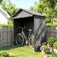 Outsunny Adăpost de Grădină 1.1x2 m cu Ușă Rulabilă, Cort Garaj pentru Biciclete și Motociclete, Gri Închis(m-2)