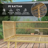 Outsunny Set Mobilier de Exterior din Ratan PE cu 2 Canapele de 2 Locuri cu Perne și 2 Mese de Cafea, Culoare Lemn(m-5)