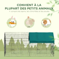 PawHut Parc enclos modulable acier avec bache pour lapins rongeurs petits animaux intérieur extérieur 220L x 85l x 103H cm(m-6)