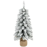 HOMCOM Sztuczna choinka, 90 cm, smukła forma pencil z 107 końcówkami gałązek, podstawa z juty, biały(m-1)