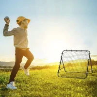 HOMCOM Rebounder für Fußball, 84 x 84 cm Fussball Rebounder mit stufenlos verstellbarem Winkel, Kickback Rückprallwand Fußballtor für Jugendliche Schuss-, Pass- und Ballannahmetraining Schwarz(m-10)