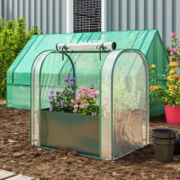 Outsunny Mini Estufa com Bolsa de Plantação Estufa Pequena Portátil para Interior e Exterior 68x50x70 cm Verde(m-8)