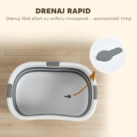 PawHut Cadă de baie pentru câini, cadă pliabilă portabilă cu orificiu de scurgere, pentru câini mici și pui, gri(m-6)
